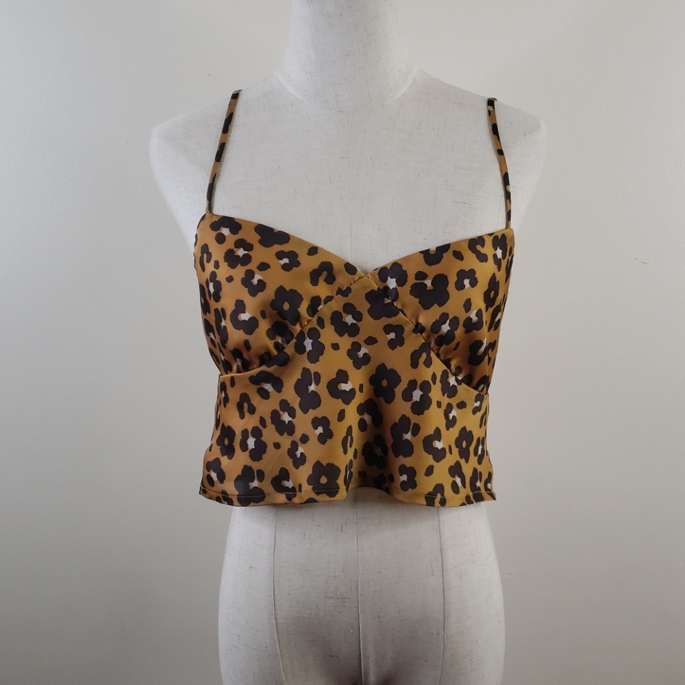 4si3nna Leopard Print Satin Camisole